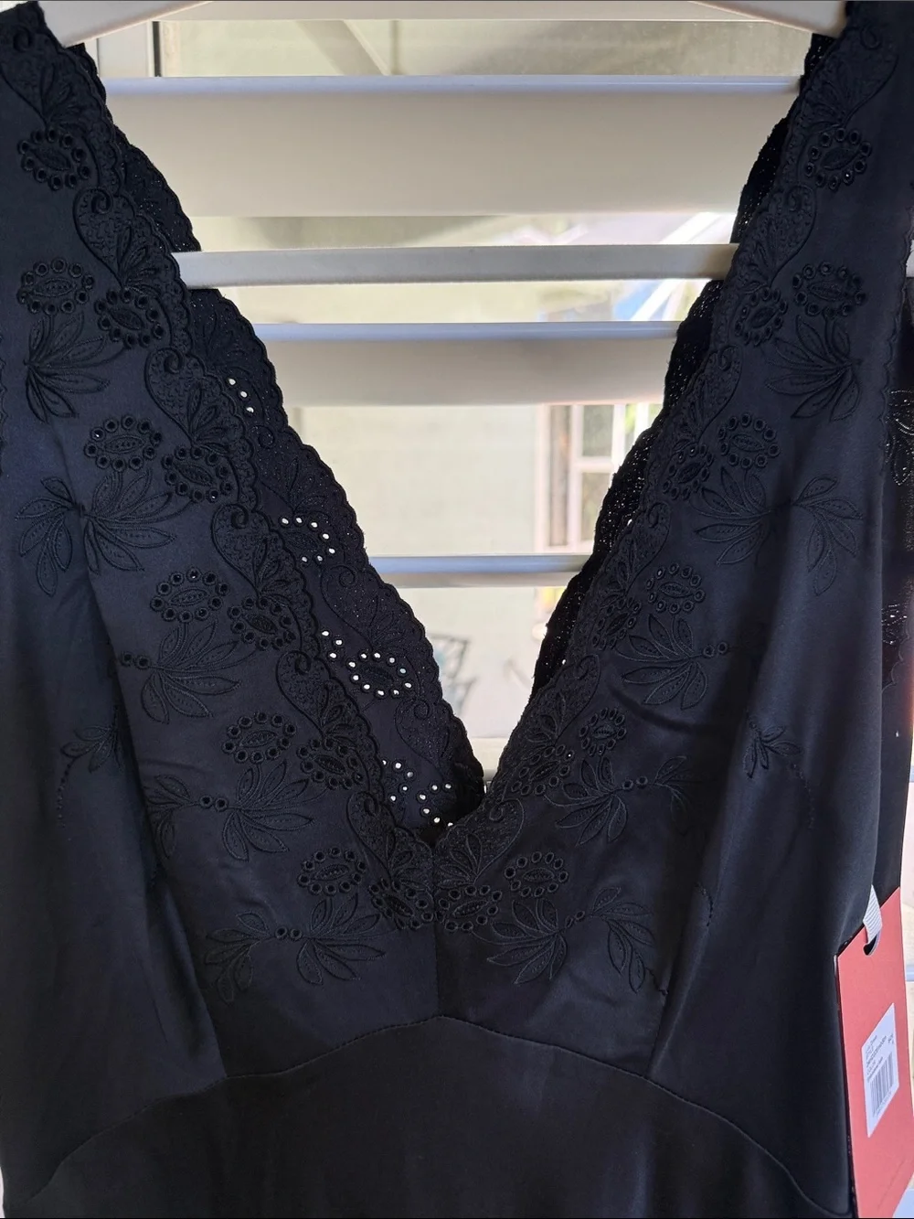 Hunter Bell NWT Size 4 Lulu Dress Black Embroidered Satin